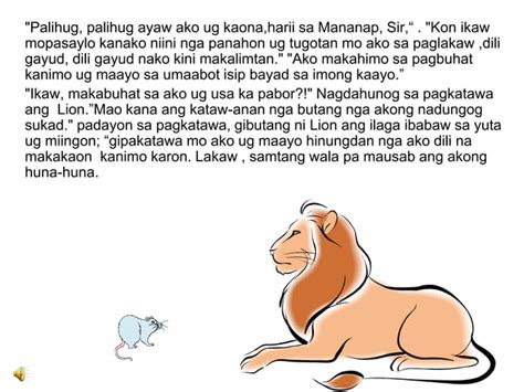 bisaya story with moral lesson|Ang Lion ug ang Ilaga .